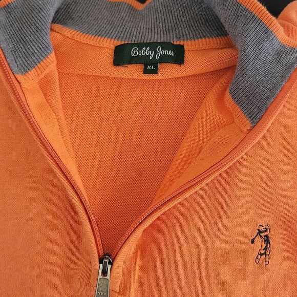 Bobby Jones Men's 1/4 Zip Pullover Orange Knit Sweater Size XL - Picture 6 of 8